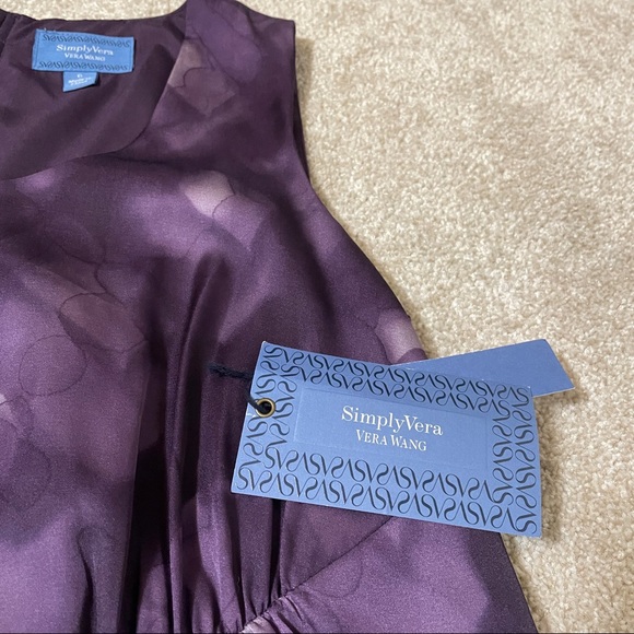 Simply Vera by Vera Wang Sleeveless Ruched Paint Grid Purple Dress - Picture 3 of 7